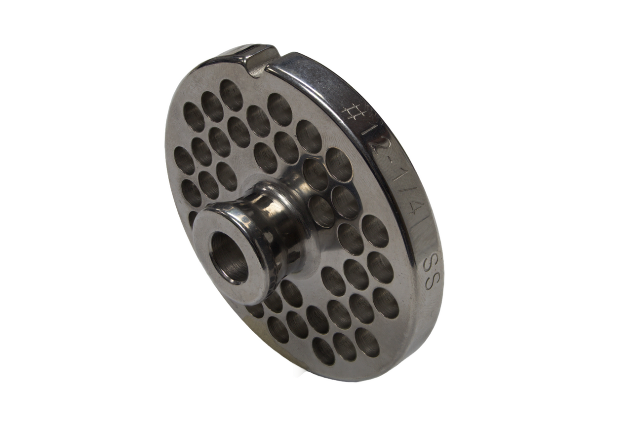 Grinder Plate #12 with 1/4" Hole - Hub Style Fitting Biro, Hobart and Hollymatic Grinders. - NEED IT AGAIN
