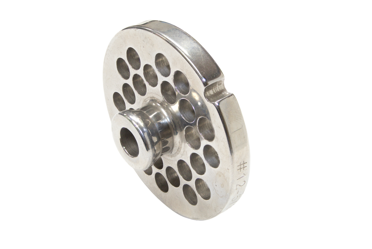 Grinder Plate #12 with 5/16" Hole - Hub Style Fitting Biro, Hobart and Hollymatic Grinders - NEED IT AGAIN