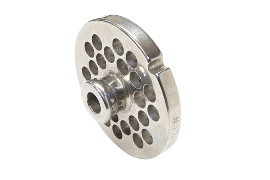 Grinder Plate #12 with 5/16" Hole - Hub Style Fitting Biro, Hobart and Hollymatic Grinders - NEED IT AGAIN