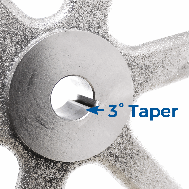 Saw wheel, lower and double flange fitting Biro saw LOWER SAW WHEEL - DOUBLE FLANGE 3334 taper view