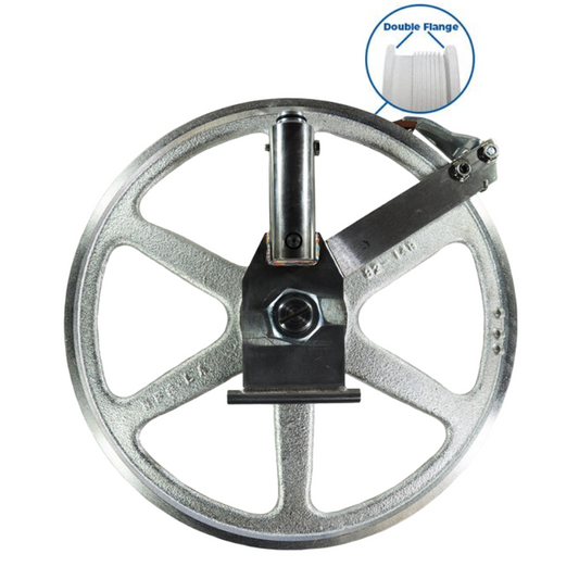 Saw Wheel Double Flange Assembled With Hinge Plate, Upper, Fitting Biro Saw 1433. Replaces A14003UDF335-6 - NEED IT AGAIN