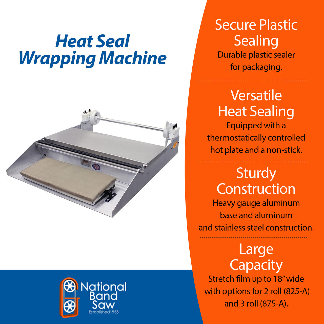 Heat Seal 625A Table Top Single Roll Wrapping Machine, 18" Max Width Film - NEED IT AGAIN