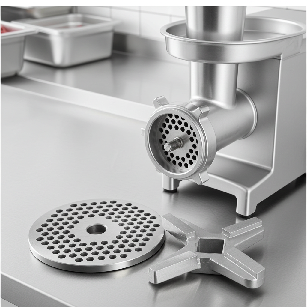 #22 Grinder Plate With 3/16" Holes (Regular Sausage Grind) And #22 Grinder Knife. Fits Most Size 22