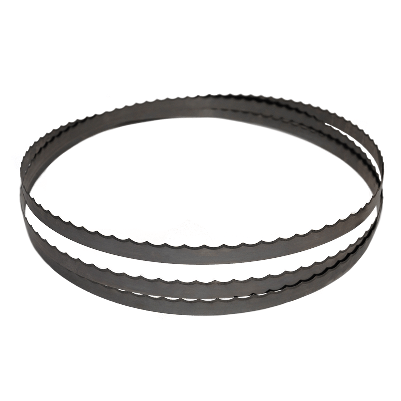 Band saw blades made of carbon steel with hardened back and edge. Each blade has a scalloped wavy edge and is 5/8" wide by a thickness of .022". Various sizes are available from 78" to 154". Fits Saws by: Butcher Boy Hobart Biro HollyMatic Torrey Pro Cut Globe Toledo Westglen and more