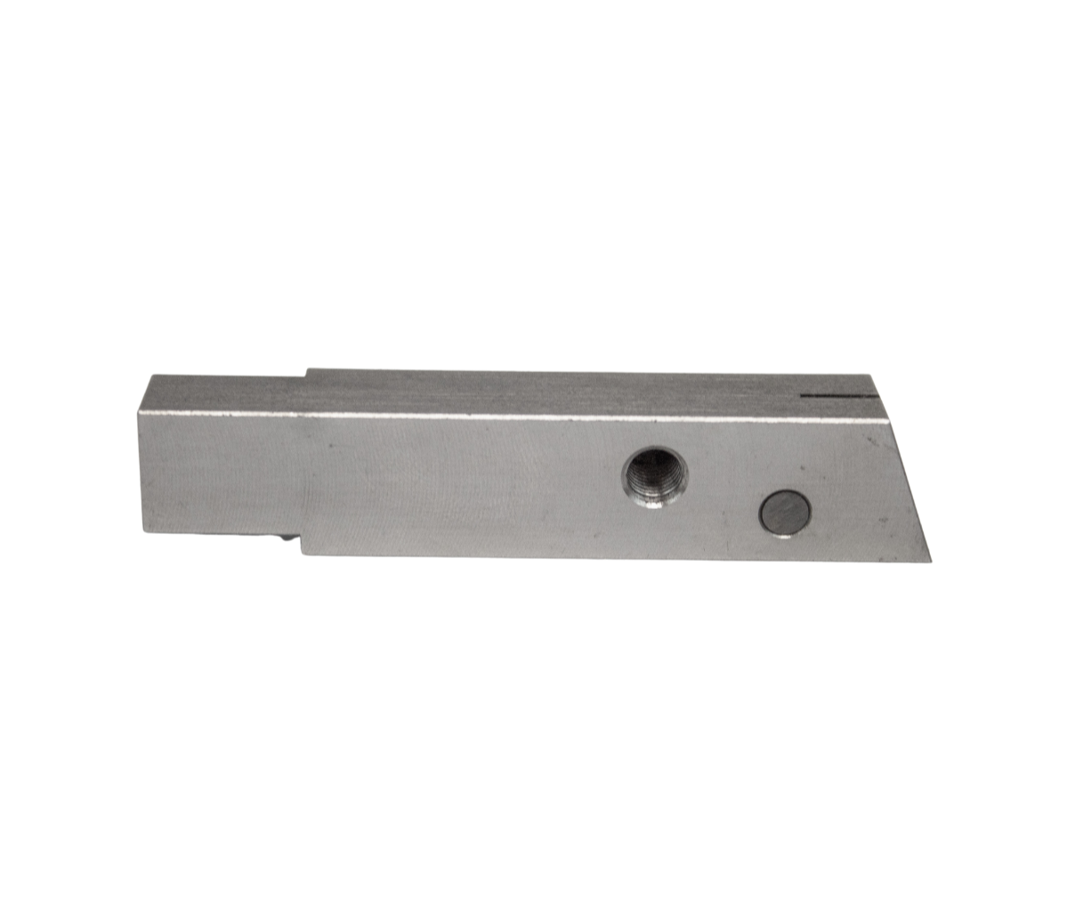 Saw Blade Guide (Lower) Stainless with Carbide Plug fitting Hobart Saws 5700, 5701. Replaces 77841-2 mount hole view