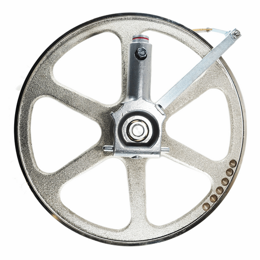 Saw wheel, upper assembled wheel with hanager assembly fits Butcher Boy saw B16. Replaces 0016205-B