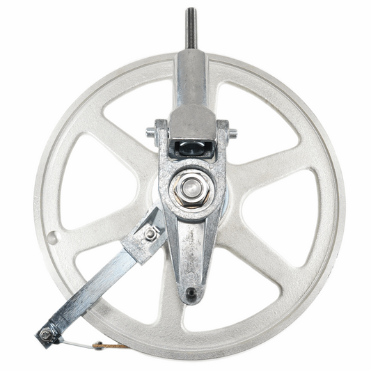 Upper saw wheel assembled with old style hanger, fits Butcher Boy saw B12.  Replaces 12205