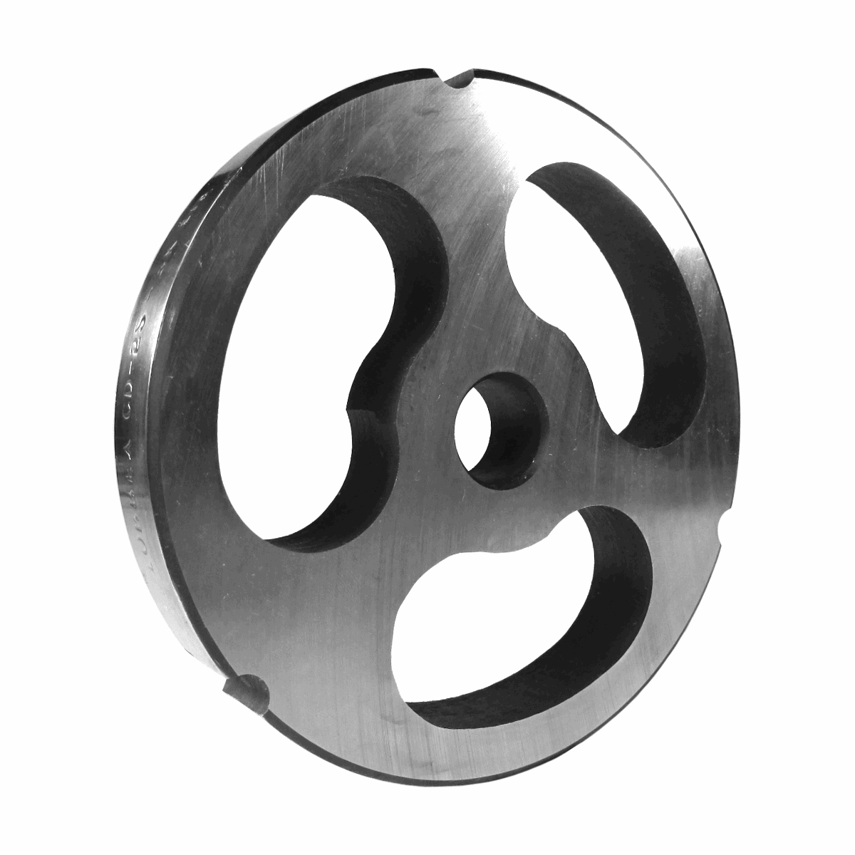 Grinder plate for #52 grinders, reversible. Multiple size grind holes available. Fits Hobart, Hollymatic, Biro And Other Brand Grinders. - NEED IT AGAIN