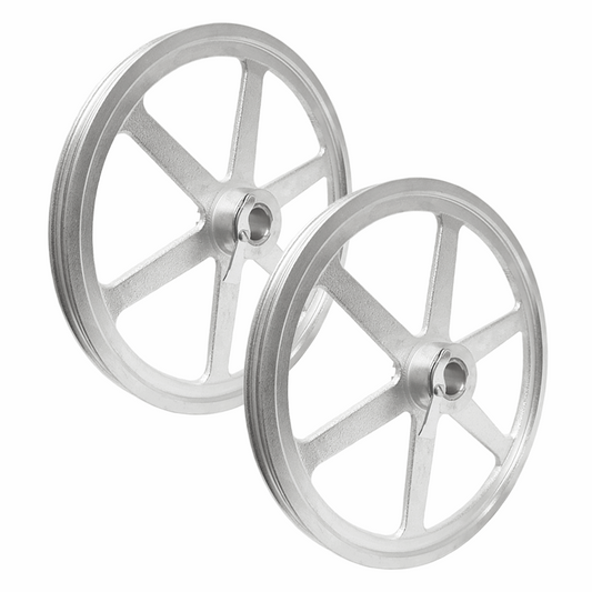Upper and lower saw wheels/pulleys fitting Hobart meat saws, 2 Pack  Replaces:  A290863  fits Brand:  Hobart  fits:  5700  5701  5801  Includes:  2 Wheels  Frost Catch  Lock catch lever