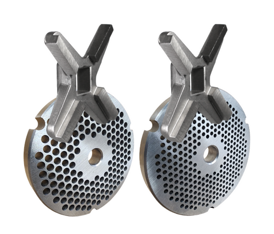 Grinder Plate Pack First, Second Grind #32 with 3/16", 1/8"  holes and 2 Knives - NEED IT AGAIN