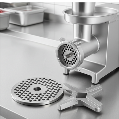 #22 Grinder Plate With 3/16" Holes (Regular Sausage Grind) And #22 Grinder Knife. Fits Most Size 22