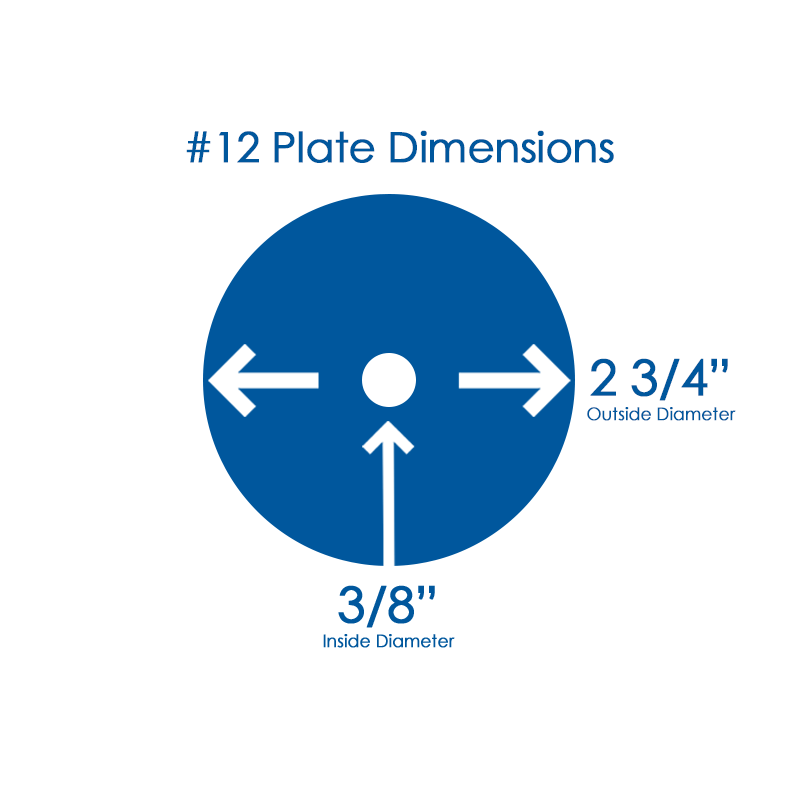 Grinder Plate #12 - 1/2 Hole, Image with Dimensions