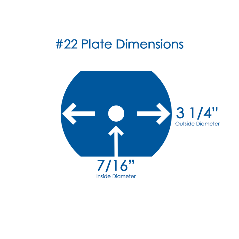 Grinder Plate #22 - 1/8 Hole w/ 2 Flat Edges, Image with Dimensions