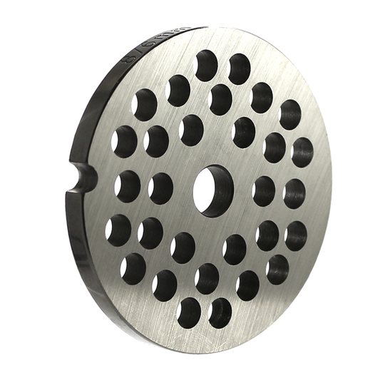 #8 size grinder plate with 1/4" holes.  fits Brand(s):  Various  Replaces:  #8 size plates  Dimensions:  2.7/16" diameter