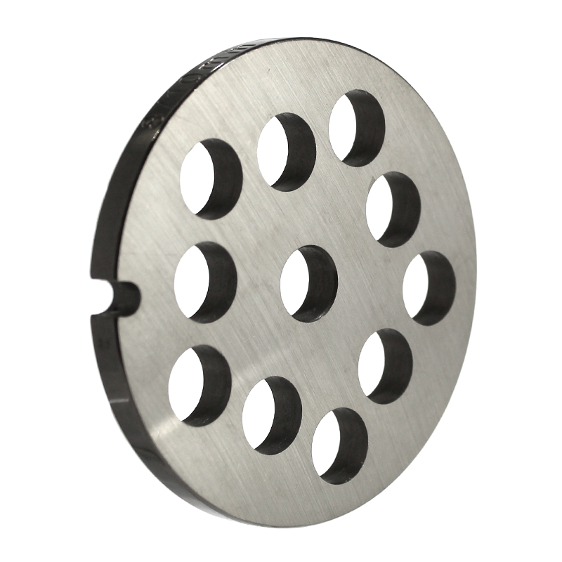 #8 size grinder plate with 3/8" holes.  fits Brand(s):  Various  Replaces:  #8 size plates  Dimensions:  2 7/16" diameter